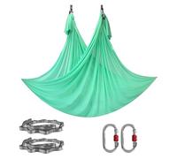 NDSJAIE Columpio Yoga Aereo Hamaca aérea for Yoga, Conjunto de Fitness, Pilates, Tela Seda, Columpio for, 5, Yardas(Light Green-A)