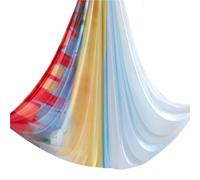 NDSJAIE Columpio Yoga Aereo Hamaca aérea for Yoga de 4m, Tela ombré, sedas aéreas, Color Degradado, cinturón elástico for Fitness, Gimnasio, Estudio Interior(Gold Yellow)