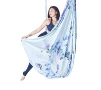 NDSJAIE Columpio Yoga Aereo Hamaca aérea for Yoga, Tela voladora, Pilates, Columpio, Seda, Dispositivo de tracción antigravedad, Fitness, Gimnasio en casa(Silver)