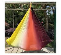 NDSJAIE Columpio Yoga Aereo Hamaca voladora de Yoga Color Degradado, Hamaca aérea for, Solo Tela Seda o mosquetón y Cadena Tipo Margarita (5m x 2,8m)(Orange Yellow)