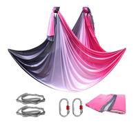NDSJAIE Columpio Yoga Aereo Juego Completo de Hamaca aérea for Yoga 5 Metros for Tela Suave y Agradable a la Piel antigravedad(Pink Black)