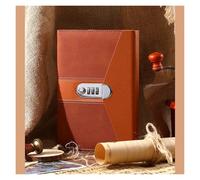 NDSJAIE Diario con Candado Libreta A5 con candado, notas, estudiante, chica, privacidad, contraseña secreta, 240 páginas, manual, agenda de oficina, planificador, papelería escolar(Dark brown)