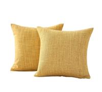 NDSJAIE Funda Almohada Fundas de Almohada Decorativas Lino Color Puro, cómodas y Suaves, utilizadas for decoración sofá, Sala Estar Dormitorio, 2 uds para Hogar(Yellow,50x50cm)