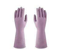 NDSJAIE guantes de limpieza Guantes de goma terciopelo coloridos for mujer, látex, for lavar platos, duraderos, color sólido para limpieza del hogar(Purple,M)