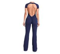 NDSJAIE Mono de yoga sin espalda Mono De Gimnasio For Mujer, Ropa Yoga Una Pieza, Entrenamiento Baile Latino, Acampanado Para Entrenamiento(Deep blue,M)