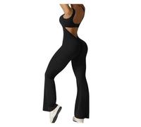 NDSJAIE Mono de yoga sin espalda Mono Sexy For Mujer, Ajustado, Con Realce De Glúteos, Cintura Ajustada, Dobladillo Acampanado, Espalda Descubierta Para Entrenamiento(Black,L)