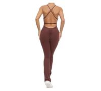 NDSJAIE Mono de yoga sin espalda Ropa deportiva for mujer, ropa de yoga, conjunto deportivo push up, beige, rojo, verde y gris Para Entrenamiento(Coffee,L)