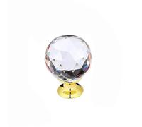 NDSJAIE Pomo cristal armario 2 tiradores de cristal transparente 25/30/40 mm for cajones armarios, cocina, muebles y puertas(40X48mm Silver)