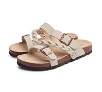 NDSJAIE Sandalias para mujer Sandalias con plantilla de corcho for mujer, soporte for el arco, sin cordones y hebilla ajustable for tiempo libre Para caminar(Stone,39)