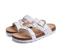 NDSJAIE Sandalias para mujer Sandalias con plantilla de corcho for mujer, soporte for el arco, sin cordones y hebilla ajustable for tiempo libre Para caminar(White,43)