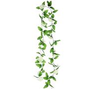 NDSJAIE Vid de Flores Artificiales Wisteria Flor Artificial Vid Hoja de Hiedra Guirnalda Flores Rosas Seda Cuerda ratán Arco Boda decoración del jardín hogar para decoración(B12-1pcs-white Green)