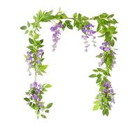 NDSJAIE Vid de Flores Artificiales Wisteria Flor Artificial Vid Hoja de Hiedra Guirnalda Flores Rosas Seda Cuerda ratán Arco Boda decoración del jardín hogar para decoración(T05-purple-1pcs)