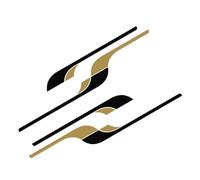 NDSVPKI Calcomanías de Coche 4 Uds. Pegatinas Laterales Largas para Coche, Gráficos Camper Van, Calcomanías De Carreras para Fiat, Película De Vinilo, Decoración DIY(Black Gold,L3H2)