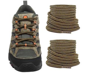 NDTEZUGT Cordones redondos originales de 13/64 pulgadas para botas, cordones de repuesto para zapatos de senderismo Merrell, Negro-Amarillo, 54''/140cm