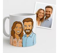 NDVStore - Taza personalizada con tu caricatura a partir de tu foto | Taza de cerámica blanca 330 ml | Regalo original y divertido para parejas, amigos o fechas especiales