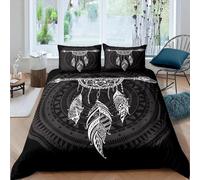 NDXRWDZR Funda Nordica Cama 150 AtrapasueñOs Negro Colchas Cama 150 para Niños Adultos con Cremallera Suave Transpirable Microfibra Fundas Nordicas 240x220 cm + 2 Fundas de Almohada 50x80 cm