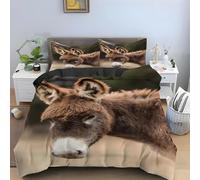 NDXRWDZR Funda Nordica Cama 150 Burro Gris Colchas Cama 150 para Niños Adultos con Cremallera Suave Transpirable Microfibra Fundas Nordicas 240x220 cm + 2 Fundas de Almohada 50x80 cm