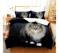 NDXRWDZR Funda Nordica Cama 150 Gato Negro Colchas Cama 150 para Niños Adultos con Cremallera Suave Transpirable Microfibra Fundas Nordicas 240x220 cm + 2 Fundas de Almohada 50x80 cm