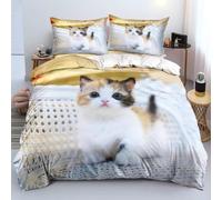 NDXRWDZR Funda Nordica Cama 150 Lindo Gato Colchas Cama 150 para Niños Adultos con Cremallera Suave Transpirable Microfibra Fundas Nordicas 240x220 cm + 2 Fundas de Almohada 50x80 cm