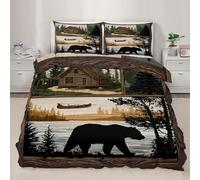 NDXRWDZR Funda Nordica Cama 150 Oso Negro Colchas Cama 150 para Niños Adultos con Cremallera Suave Transpirable Microfibra Fundas Nordicas 240x220 cm + 2 Fundas de Almohada 50x80 cm