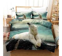 NDXRWDZR Funda Nordica Cama 150 Oso Polar Blanco Colchas Cama 150 para Niños Adultos con Cremallera Suave Transpirable Microfibra Fundas Nordicas 240x220 cm + 2 Fundas de Almohada 50x80 cm