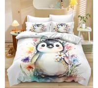 NDXRWDZR Funda Nordica Cama 150 PingüIno Colchas Cama 150 para Niños Adultos con Cremallera Suave Transpirable Microfibra Fundas Nordicas 240x220 cm + 2 Fundas de Almohada 50x80 cm