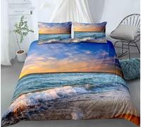 NDXRWDZR Funda Nordica Cama 150 Playa Colchas Cama 150 para Niños Adultos con Cremallera Suave Transpirable Microfibra Fundas Nordicas 240x220 cm + 2 Fundas de Almohada 50x80 cm