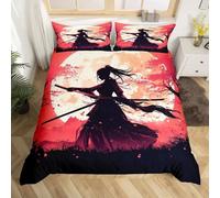 NDXRWDZR Funda Nordica Cama 150 SamuráI Colchas Cama 150 para Niños Adultos con Cremallera Suave Transpirable Microfibra Fundas Nordicas 240x220 cm + 2 Fundas de Almohada 50x80 cm