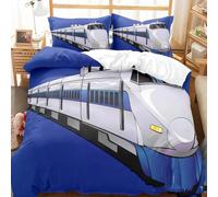 NDXRWDZR Funda Nordica Cama 150 Tren Azul Colchas Cama 150 para Niños Adultos con Cremallera Suave Transpirable Microfibra Fundas Nordicas 240x220 cm + 2 Fundas de Almohada 50x80 cm