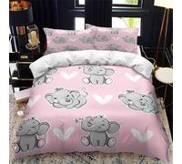 NDXRWDZR Funda Nordica Cama 90 Elefante Bebé Gris Edredón Cama 90 para Niñas Niños con Cremallera Suave Transpirable Microfibra Fundas Nordicas 150x220 cm + 2 Fundas de Almohada 50x80 cm