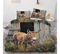 NDXRWDZR Funda Nordica Cama 90 Infantile Burro MarróN Edredón Cama 90 para Niñas Niños Cremallera Suave Transpirable Microfibra Fundas Nordicas 150x220 cm + 2 Fundas de Almohada 50x80 cm