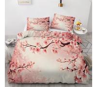 NDXRWDZR Funda Nordica Cama 90 Infantile Flores Cerezo Rosadas Edredón Cama 90 para Niñas Niños con Cremallera Suave Transpirable Microfibra Fundas Nordicas 150x220 cm + 2 Fundas de Almohada 50x80 cm