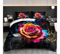 NDXRWDZR Funda Nordica Cama 90 Infantile Rosas Coloridas Edredón Cama 90 para Niñas Niños con Cremallera Suave Transpirable Microfibra Fundas Nordicas 150x220 cm + 2 Fundas Almohada 50x80 cm