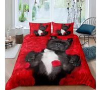 NDXRWDZR Funda Nordica Cama 90 Infantiles Bulldog FrancéS Edredón Cama 90 para Niñas Niños con Cremallera Suave Transpirable Microfibra Fundas Nordicas 150x220 cm + 2 Fundas de Almohada 50x80 cm