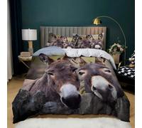 NDXRWDZR Funda Nordica Cama 90 Infantiles Burro Gris Edredón Cama 90 para Niñas Niños con Cremallera Suave Transpirable Microfibra Fundas Nordicas 150x220 cm + 2 Fundas Almohada 50x80 cm