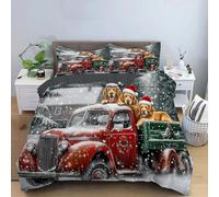 NDXRWDZR Funda Nordica Cama 90 Infantiles CamióN Rojo Edredón Cama 90 para Niñas Niños con Cremallera Suave Transpirable Microfibra Fundas Nordicas 150x220 cm + 2 Fundas Almohada 50x80 cm