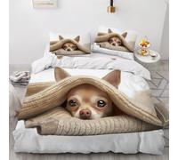 NDXRWDZR Funda Nordica Cama 90 Infantiles Chihuahuas Edredón Cama 90 para Niñas Niños Cremallera Suave Transpirable Microfibra Fundas Nordicas 150x220 cm + 2 Fundas de Almohada 50x80 cm