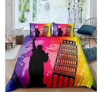 NDXRWDZR Funda Nordica Cama 90 Infantiles Estatua De La Libertad Edredón Cama 90 para Niñas Niños con Cremallera Suave Transpirable Microfibra Fundas Nordicas 150x220 cm + 2 Fundas Almohada 50x80 cm