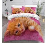 NDXRWDZR Funda Nordica Cama 90 Infantiles Gato Amarillo Edredón Cama 90 para Niñas Niños Cremallera Suave Transpirable Microfibra Fundas Nordicas 150x220 cm + 2 Fundas de Almohada 50x80 cm