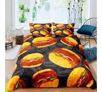 NDXRWDZR Funda Nordica Cama 90 Infantiles Hamburguesa Edredón Cama 90 para Niñas Niños con Cremallera Suave Transpirable Microfibra Fundas Nordicas 150x220 cm + 2 Fundas de Almohada 50x80 cm