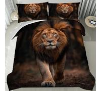 NDXRWDZR Funda Nordica Cama 90 Infantiles LeóN MarróN Edredón Cama 90 para Niñas Niños con Cremallera Suave Transpirable Microfibra Fundas Nordicas 150x220 cm + 2 Fundas Almohada 50x80 cm