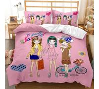 NDXRWDZR Funda Nordica Cama 90 Infantiles NiñA Rosa Edredón Cama 90 para Niñas Niños con Cremallera Suave Transpirable Microfibra Fundas Nordicas 150x220 cm + 2 Fundas de Almohada 50x80 cm