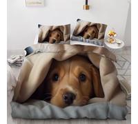 NDXRWDZR Funda Nordica Cama 90 Infantiles Perros Marrones Edredón Cama 90 para Niñas Niños con Cremallera Suave Transpirable Microfibra Fundas Nordicas 150x220 cm + 2 Fundas de Almohada 50x80 cm