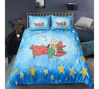 NDXRWDZR Funda Nordica Cama 90 Infantiles Principito Azul Edredón Cama 90 para Niñas Niños con Cremallera Suave Transpirable Microfibra Fundas Nordicas 150x220 cm + 2 Fundas de Almohada 50x80 cm