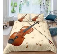 NDXRWDZR Funda Nordica Cama 90 Infantiles ViolíN MarróN Edredón Cama 90 para Niñas Niños con Cremallera Suave Transpirable Microfibra Fundas Nordicas 150x220 cm + 2 Fundas de Almohada 50x80 cm