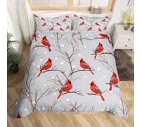 NDXRWDZR Funda Nordica Cama 90 PáJaro Cardenal Edredón Cama 90 para Niñas Niños con Cremallera Suave Transpirable Microfibra Fundas Nordicas 150x220 cm + 2 Fundas de Almohada 50x80 cm
