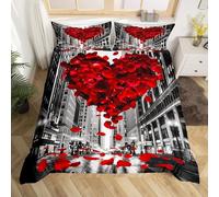 NDXRWDZR Funda Nordica Cama 90 Rosa Roja Edredón Cama 90 para Niñas Niños con Cremallera Suave Transpirable Microfibra Fundas Nordicas 150x220 cm + 2 Fundas de Almohada 50x80 cm