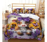 NDXRWDZR Funda Nordica Cama 90 Vacas Lindas Edredón Cama 90 para Niñas Niños con Cremallera Suave Transpirable Microfibra Fundas Nordicas 150x220 cm + 2 Fundas de Almohada 50x80 cm