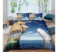 NDXRWDZR Funda Nordica Cama 90 Velero Edredón Cama 90 para Niñas Niños con Cremallera Suave Transpirable Microfibra Fundas Nordicas 150x220 cm + 2 Fundas de Almohada 50x80 cm