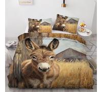 NDXRWDZR Fundas Nordicas Cama 105 Burro MarróN Ropa de Cama para Niñas Niños con Cremallera Suave Transpirable Microfibra Fundas Nordicas 180x220 cm + 2 Fundas de Almohada 50x80 cm